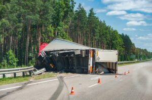 Rollover Truck Accident on a highway