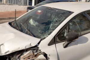 A damaged car after the accident